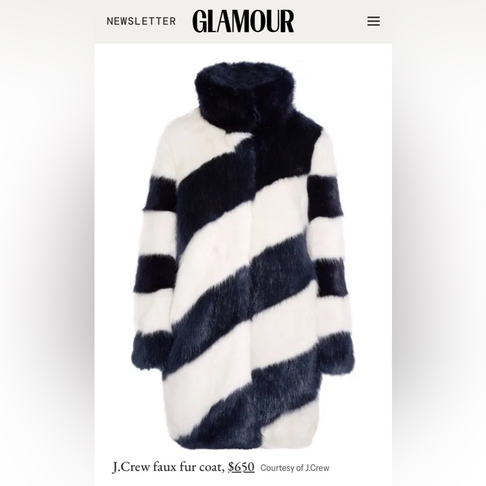 J. Crew Collection for Net-A-Porter striped faux fur coat